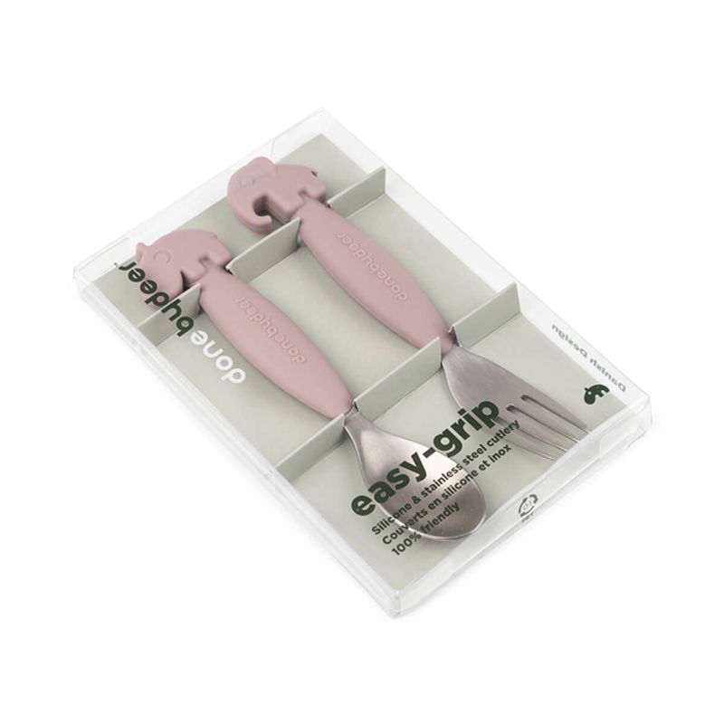 Done By Deer Easygrip Skje og Gaffel Set Deer friends, Powder