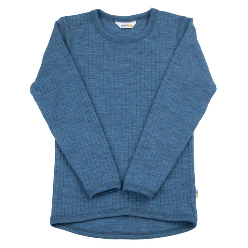 JOHA COLORFUL ULL TRØYE T-SKJORTE I MERINO ULL, Denim blå