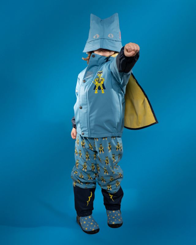 KATTNAKKEN Plask Regnsett Superhelt, Superblå