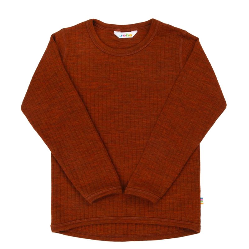 JOHA COLORFUL ULL TRØYE T-SKJORTE I MERINO ULL, Russet